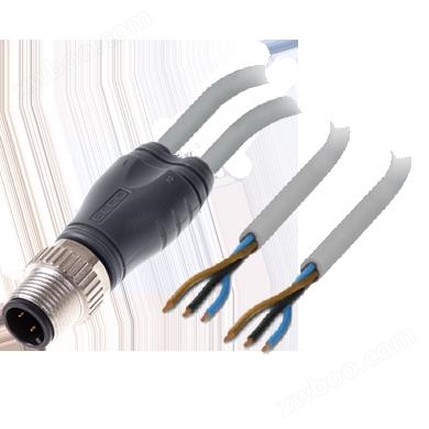 Connettore integrato a spina M12 (M) con morsetto cavo flessibile integrato a due moduli