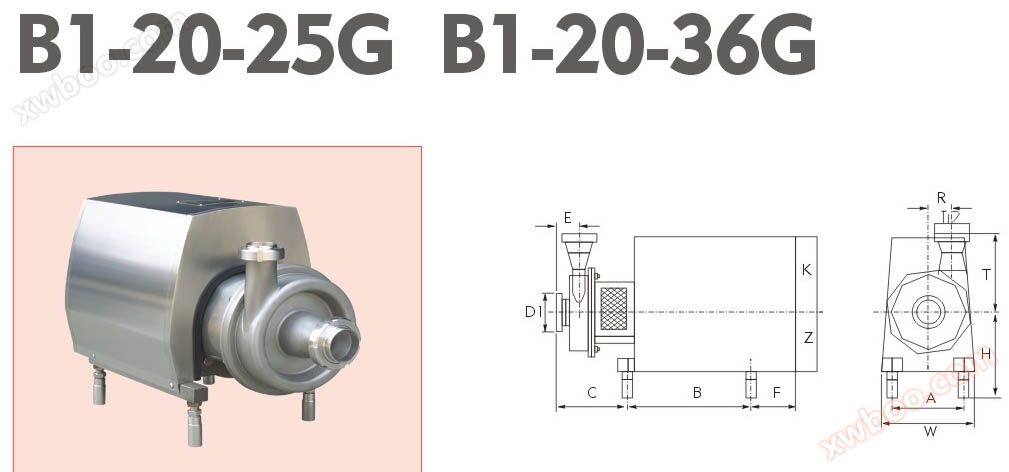 Sanitary centrifugal pump B1-20-25G B1-20-36G