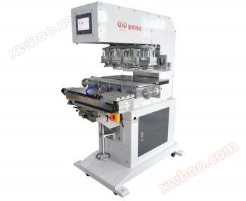 Four color independent print head servo pad printer