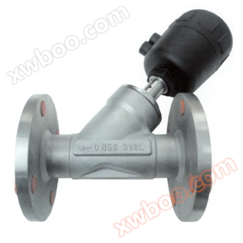 Flange type pneumatic angle seat valve